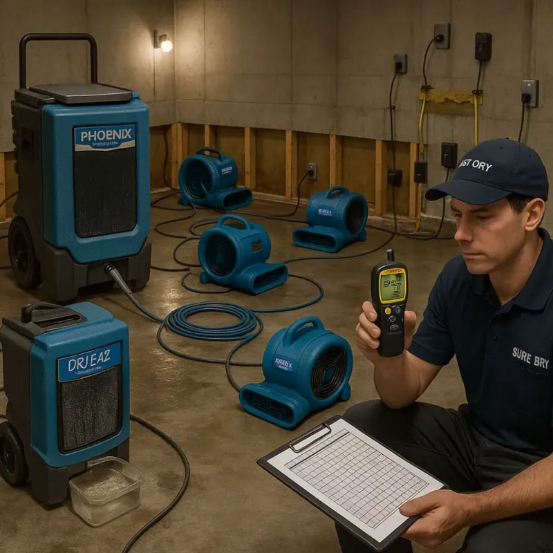 Structural Drying and Dehumidification process in Wallburg, NC